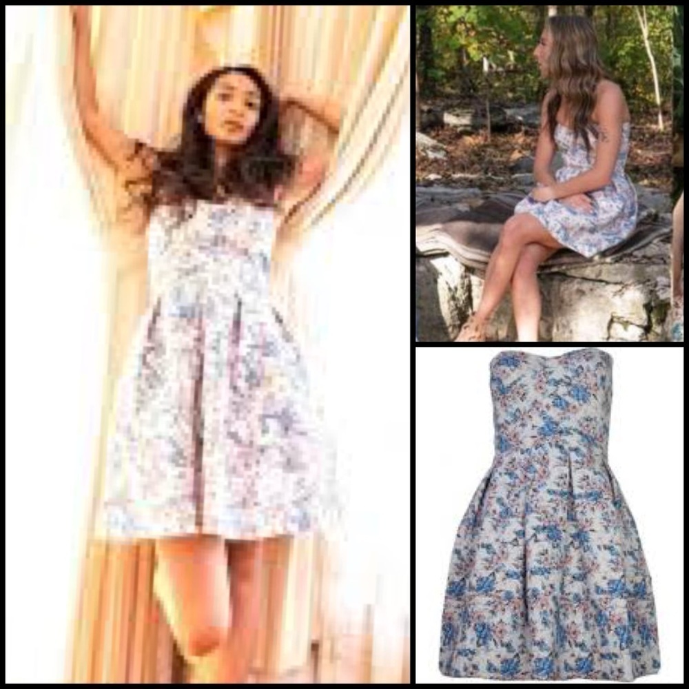 ASO TV Sans Souci Floral Strapless Brocade Fit Flare Structured Coquette Dress M